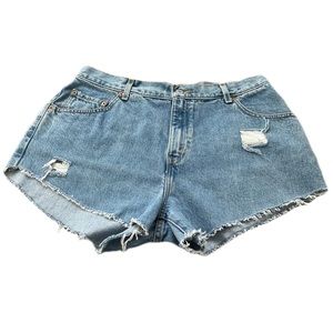 Levi's 550 High Waist Blue Denim Jean Shorts